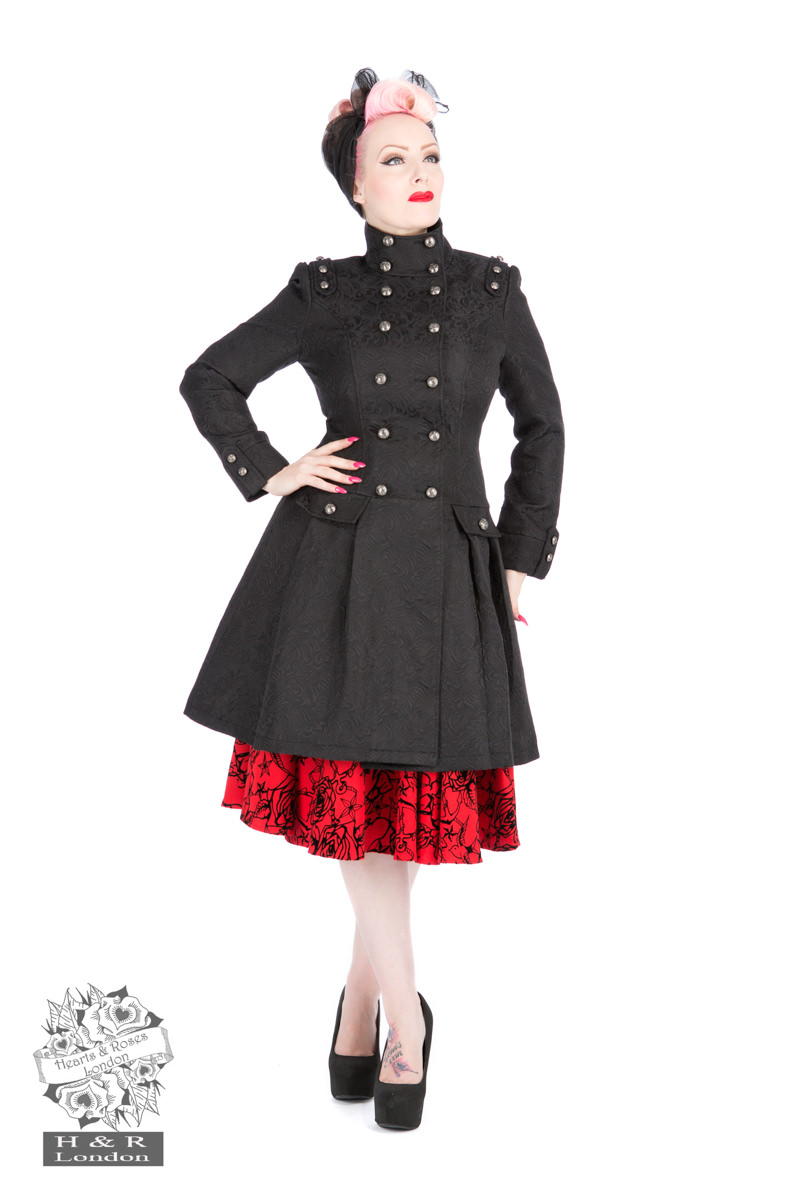 Black Brocade Military Coat